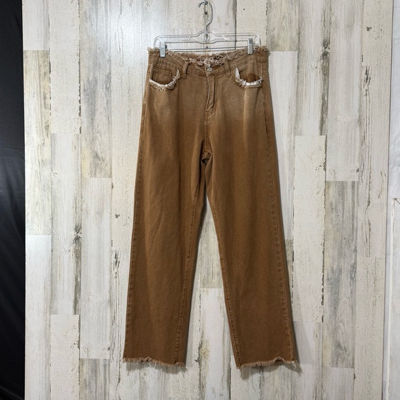 SHEIN Manfinity Brown Straight Jeans with Frayed Hem - Picture 10 of 14